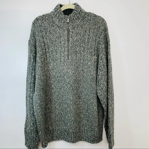 John Henry Chunky Knit 1/4 Zip Sweater Men XXL Gray‎  Long Sleeve Classic  Ski - Picture 1 of 13